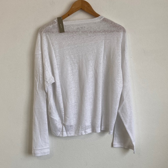 J. Crew New relaxed linen long-sleeve T-shirt Large Classic White Linen Tee - Picture 7 of 7